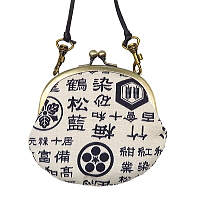 ガマ口ショルダーポシェット 家紋と漢字(白)
